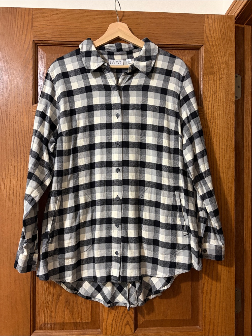 Joan Rivers Black & White Plaid Button-Down Shirt
